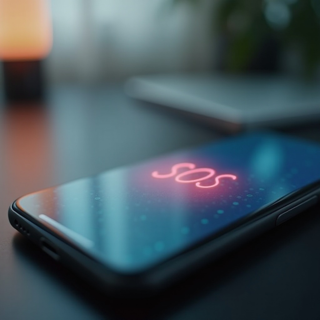 por que na parte superior do meu telefone está escrito sos